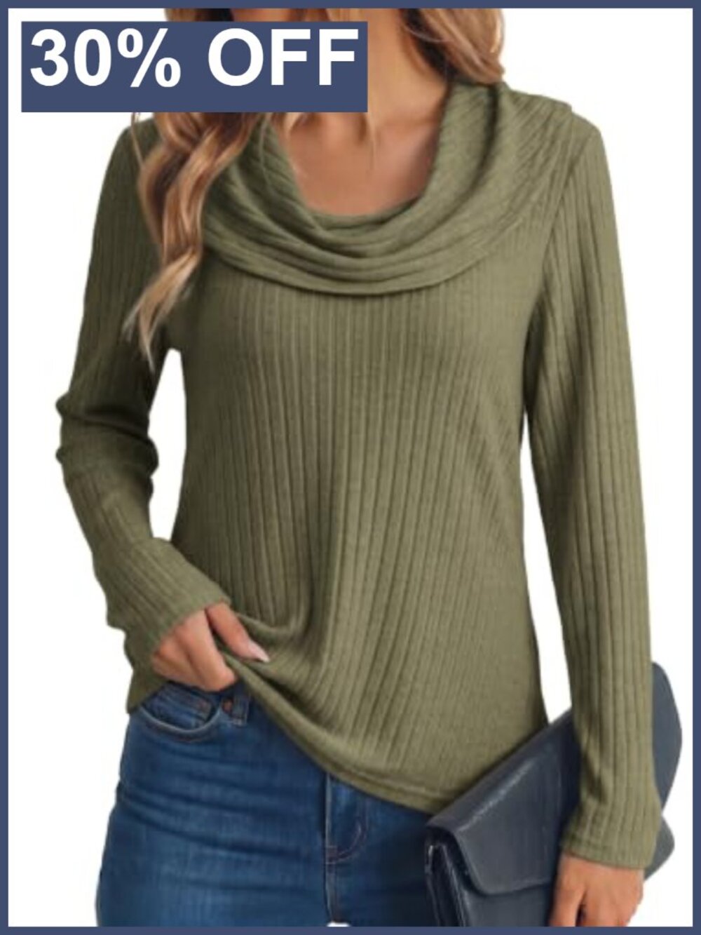Womens Cowl Neck Long Sleeve Ribbed Knit Top Fall Pullover Blouse